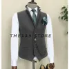 Men's Woolen Cloth Single-breasted V-neck Casual Business Vest Male Clothes Suit Jackets Cufflinks Steampunk Elegant Suits