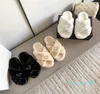 Women Shearling Slippers Slipper Rubber Outsole Luxury Designer Classic Mules Winter Soft Warm y Black prad s White Treaded Slipper