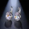 Ovale Vorm Crystal Earring 6 Kleuren Zirconia Steen Hoepel Oorbellen Voor Vrouwen en Meisjes Fashion Party Jewelry2617