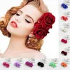 Hair Clips Ladies Bridal Flower Comb Wedding Accessories Red Rose Hairpin Jewelry Thick Head Band