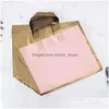 Imballaggio all'ingrosso di carta da imballaggio 100 pezzi Personalizza borsa con manico Cornice dorata spessa grande boutique regalo negozio di abbigliamento personale Cus Dhle8