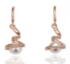 18K Rose Goldplatynum plamowane brzęczenie Kobiety Pearl Dangle Dangle Kolczyki Oryginalna austriacka krystaliczna biżuteria mody dla kobiet9089285