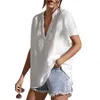 Women's Blouses Summer Blouse Loose V-neck Low-cut Short Sleeves Pullover Comfortable Soft Casual Women Shirts Pullovers Top Lady Streetwear