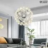 Lampadari Moderni LED Lampadario di cristallo di lusso Dente di leone Lampada da soffitto a sospensione a sfera rotonda per sala da pranzo Lampada a sospensione