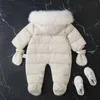 Winter Baby Snowsuits Jumpsuit Dikke Warme Baby Met Capuchon Binnenkant Fleece Rompertjes Geboren Jongens Meisjes Overalls Uitloper Baby Snowsuit 231225