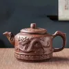 YIXING PURPLE SAND CERAMIC TEA POT大容量手作りのドラゴンフェニックスフェニックスティーポット家庭用カンフーティーセット600ml 231225