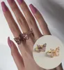 New Design Fashion Jewelry Fantasy Color Crystal Glass Butterfly Ring Adjustable Retro Jewelry Party Ring for Women18405762