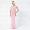 Feestjurken Collectie Roze Volledig Geplooide Tule Vrouwen Zeemeermin Uit De Schouder Prom Grown Elegante Lange Jurk Voor Op Maat Gemaakt