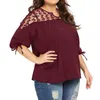 Damesblouses Mode Damestops En 5xl Plue Size Chiffon Linten Lantaarn Halve mouw Mesh Perspectief Top Ropa Mujer Invierno 2023