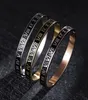 Ny design manschettarmband armband rostfritt stål emalj som snider romerskt siffra par för män kvinnor smycken7747472