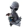 1pcs Indoor Outdoor Space Garden Decoration Alien Statue Alien Gnome Figurine Alien Miniatures Garden Figurine 231225