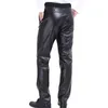 Pantalon en cuir taille haute noir pour hommes à lacets avec cordon de serrage en PU, grande taille, pantalon de motard pour hommes, pantalons d'automne et d'hiver S-4XL 5XL 231226