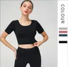 Completo da yoga nuovo stile con imbottitura sul petto T-shirt a maniche corte sul retro da donna Abito da donna nudo elastico slim fit sportivo Top fitness Drop Deli Ot5Uf