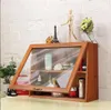 Storage Boxes Bins Vintage Solid Wood With Door Flap Glass Dustproof Two-Layer Cosmetic Box Display Cabinet Blind Cup Rack Drop Delive Ot0Wu