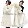 Women's Down Parkas Winter Hooded Jacket Women Belt Coat Ny 2023 Winter Warm Down Jacket Female Long Parkas Fake Päls Big Size 5xl Women Winter Coat J231226