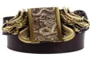 Double Dragon äkta läderbälte lättare metallplattspänne för Zippo Trading Company98676732773969