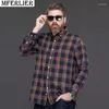 Men's Dress Shirts Autumn Spring Winter Men Plaid Long Sleeve High-quality Cotton Shirt Plus Size 12XL 10XL 78 76 74 72 70 Pockets