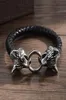 Brazalete vikingo pulsera cadena de cuerda de cuero anillo de doble mordida para hombres amuleto joyería regalo MaleBangle7448721