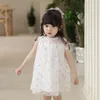 Robes de fille 2023 Été Princesse Robe florale pour enfants Enfants Belle maille sans manches A-ligne Habillée Nourrissons Casual Vêtements de plein air