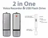 Recorder Mini One usb flash Recorder Dictaphone 8GB 2 in 1 Pen Digital audio Recording, UDisk sound Record for Meeting