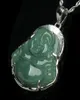 925 Pure Silverencrusted Jade Buddha Pendant Natural A Goods Myanmar Oil Emerald Male Necklaces Women8438821