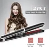 Straighteners 2 in 1 Hair Straightener Curler Hair Flat Iron Negative Ion Infrared Hair Curling Iron Corrugation LED Display for Dry Wet Hair