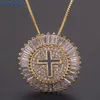 MHS SUN Luxury Round CZ Zircon Necklace Catholic Cross Pendant Chain Necklace Collier Femme Gold Color Jewelry Christmas Gift235g