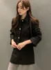 秋のツイード2二枚セット女性長袖格子縞のプリント韓国の女性クロップドコートボディコンファッション女性ミニスカート231225