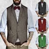 Herringbone Groom Slim Thrailed Lapel British Style Single Homedred Men's Suit Sit