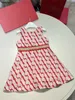 Ny tjejklänning designer baby klänningar storlek 110-160 fullt tryck av brev ränder barn kjol jacquard tyg småbarn frock dec20