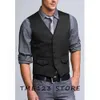 Men's Serge Casual Business Collar Single Breasted Vest Formal Wear Suit Best Gothic Chaleco Wang Steampunk Male Vests