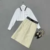 Two Piece Dress Designer Brand Women's High-end White Short Sleeved Shirt for the 2023 Season H1F3