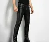 Spring Fashion Men's Rock Style Pu Leather Pants Faux Leather Slimfit Motorcykelbyxor 231225