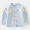 Little Maven Neonate Maglione Adorabile Azzurro Abbigliamento casual Autunno Bambini Cardigan Bel cappotto per bambini 2-7 anni 231226