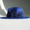 Broderad tredimensionell blomma fedora hatt kvinnors jazz topp hatt vår och hösten panama kyrka mode elegant bröllopshatt 231225