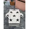 Diseñador 24 Principios de la primavera Nuevo diseño de nicho Marca de moda Clásico Estrella de cinco puntas Jersey de jacquard Top de punto de manga corta