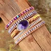 Bangle Women Leather Wrap Armband w/ Japsers Stone Pärled 5 lager Uttalande Strand Chain Armband Bohemiska smycken grossist