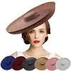 Royal Lady Fascinator Wedding Hat Sinamay Hat Women White Black Big Wide Brim K Church Fedora Party Headpiece 231225