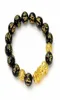 Bracelet de perles de pierre hommes femmes unisexe chinois Feng Shui Pi Xiu obsidienne bracelet or richesse et bonne chance femmes Bracelets8894674