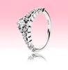 Womens Big CZ Diamond Wedding Ring med originalbox för 925 Sterling Silver Fairy Tale Tiara Wishbone Ring Engagement Gift8367167