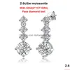 Dangle Chandelier Earrings Smyoue 2.6Cttw D Color Certified Moissanite Drop For Women Four Classic Wedding Jewelry 925 Sterling Si Dhfha