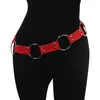 Ceintures Mode Femmes Gothique Punk Ceinture En Métal Cercle Anneau Conception Argent Boucle Ardillon En Cuir Noir Ceinture Jeans