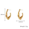 Stud Earrings Stainless Steel Hook Earring For Woman 18K Gold Plated Retro Irregular Waterproof Jewelry Wholesale Drop