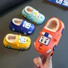 Children's Cotton Slippers Boys Girls Winter Waterproof Cartoon Car Cotton Shoes Indoor Soft Soles Fur Baby Home Slippers 231226