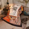 Blanc orange luxe designer couverture cheval imprimé palais cour canapé-lit double couche renard velours carré top designers tapis jeter couvertures décor à la maison