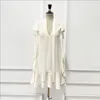 Casual Dresses High Quality Women Fashion Scarf V-Neck Ruffles Dress Elegant Pricess Sleeve Loose Short Office Lady One Piece