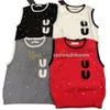 Contrast Color Tanks Top Women Shiny Rhinestone Vest Luxury Brand Knits Tops Sleeveless Vests