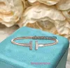 Tifanism popular Luxury Designer bracelet 925 sterling silver classic double T bracelet series 18k rose gold inlaid mother of pearl shell c With Original Box