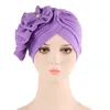Ethnic Clothing Fashion Women Diamonds Flower Turban Cap Soild Color Muslim Headscarf Bonnet Inner Hijabs Arab Head Wraps Hat