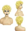 Curly Blonde syntetisk peruksimulering Mänsklig hår peruk Hårstycken för svarta och vita kvinnor Bourgogne Pelucas K455663837